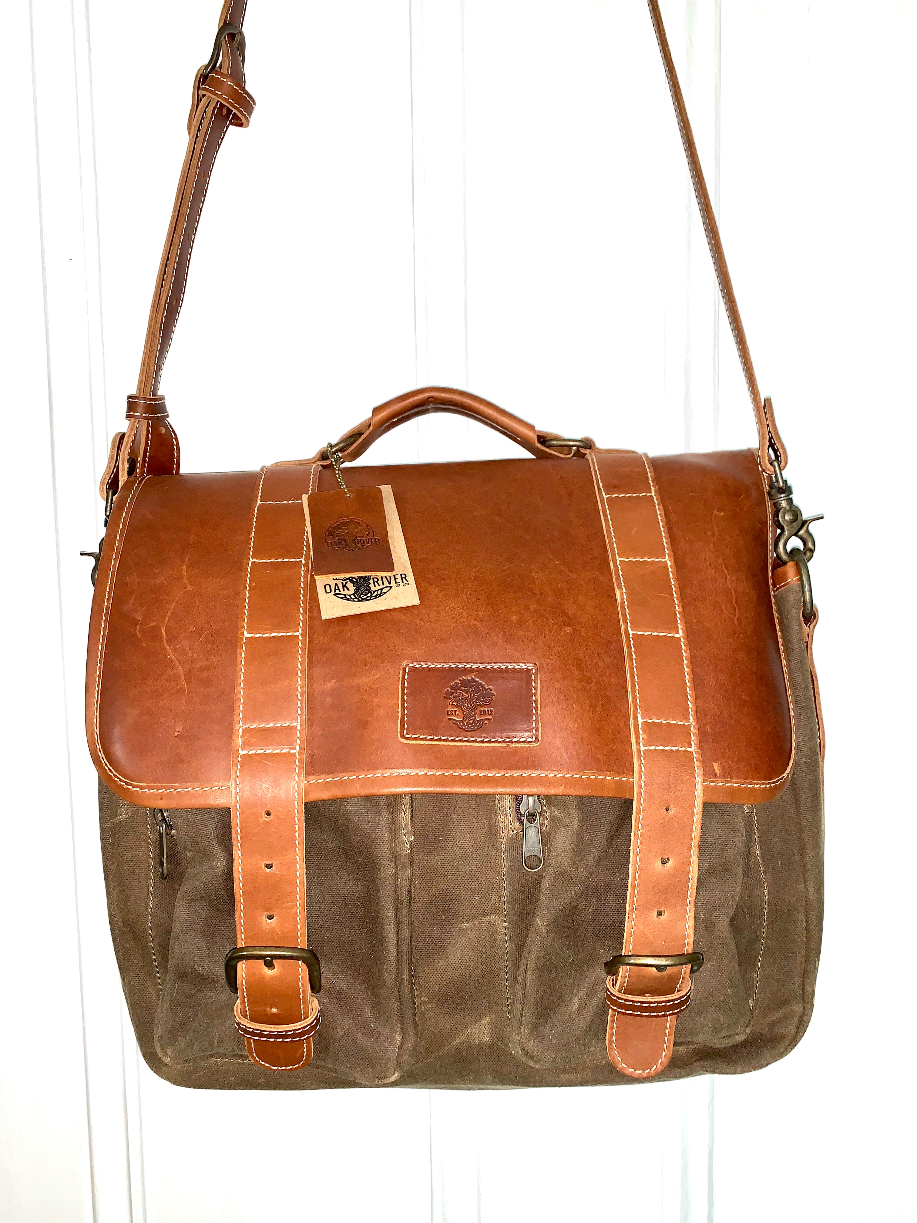 canvas leather messenger bag